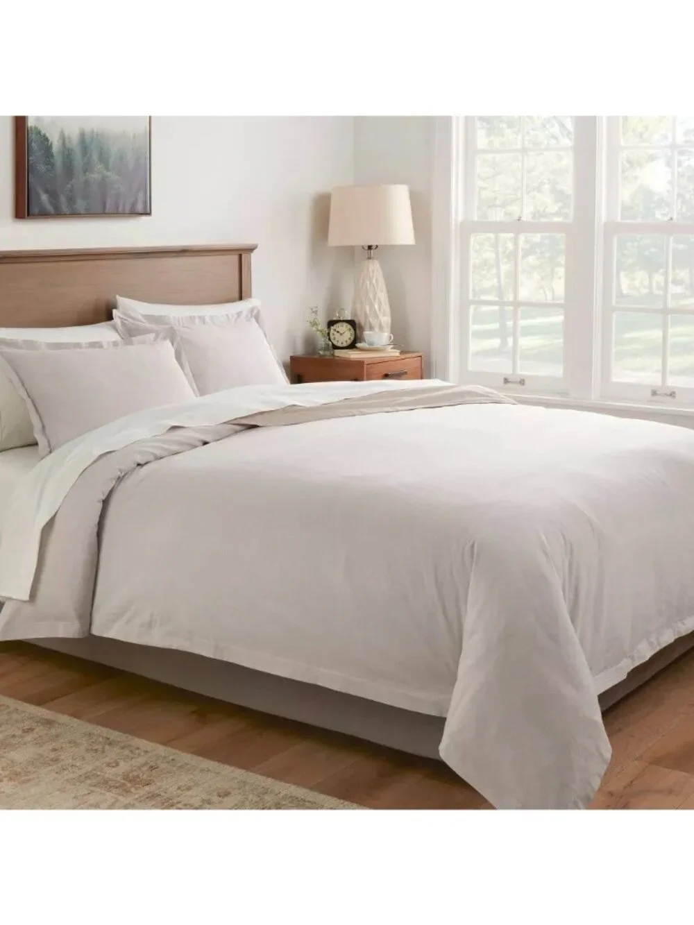 Threshold Queen Light Gray Duvet Cover Cotton & Linen Chambray Fabric COVER ONLY